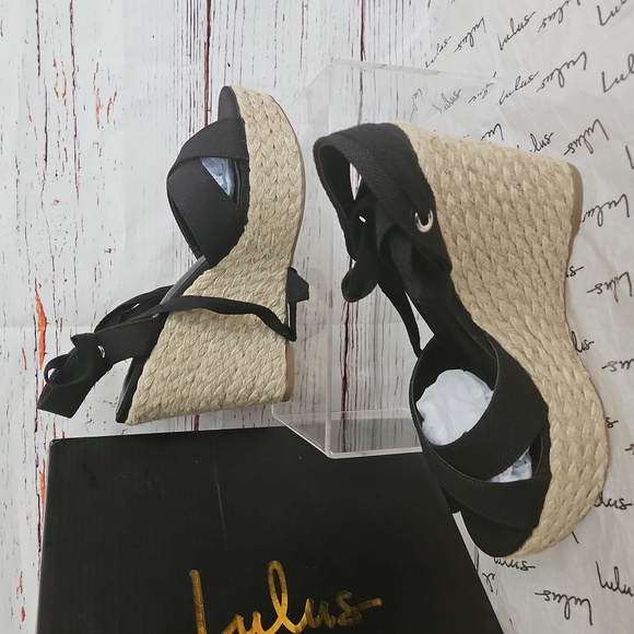 NWT Lulu's Esme Ankle Wrap Tie Espadrille Wedges - Picture 2 of 14